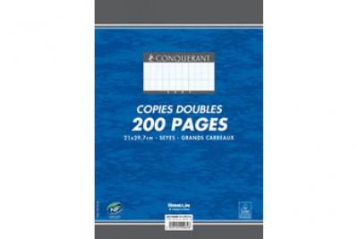 CONQUERANT Copies Doubles Non Perfor&eacute;es 200 Pages A4 70g Seyes