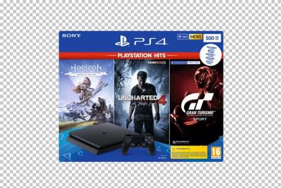 Console ps4 slim - 500 gb black hits pack gt/hzd/uc4 