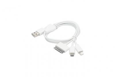 CONTINENTAL EDISON  C&acirc;ble 3 en 1 - Micro USB + Lightning + 30 pins