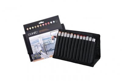 COPIC  marqueurs professionnels, trousse de 24 avec 12 