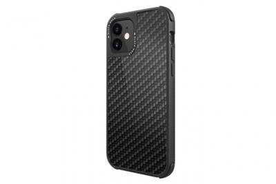 BLACK ROCK Coque de protection Robust Real Carbon pour iPhone 12 mini, noir - Neuf