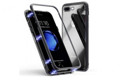 PHONILLICO Coque pour Apple iPhone 8 - Coque Magn&eacute;tique Noir + Verre Tremp&eacute; - Housse Etui 360 Int&eacute;gral Full Protection M&eacute;tal Film Vitre Ecran Ultra R&eacute;sistant 