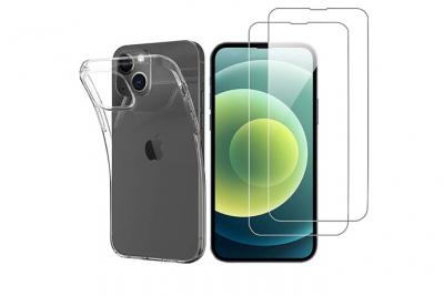 PHONILLICO Coque Silicone Transparent Souple pour iPhone 13 MINI (5,4) et 2 Verres Tremp&eacute;