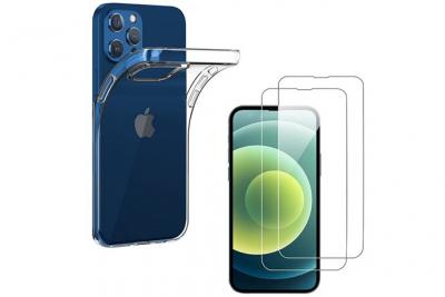 PHONILLICO Coque Silicone Transparent Souple pour iPhone 13 PRO MAX (6,7) et 2 Verres Tremp&eacute; 