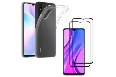 PHONILLICO Coque Pour Xiaomi Redmi 9a Et 2 Verres Tremp&eacute; Bord Noir Film Protection Ecran &reg;