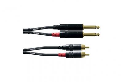 CORDIAL  CFU 6 PC C&acirc;ble 2x RCA m&acirc;le / 2x jack stereo 6.35mm - 6m