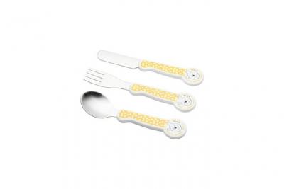 DISNEY Babycalin Set de 3 Couverts B&eacute;b&eacute; En Inox  Winnie Hunny, Jaune