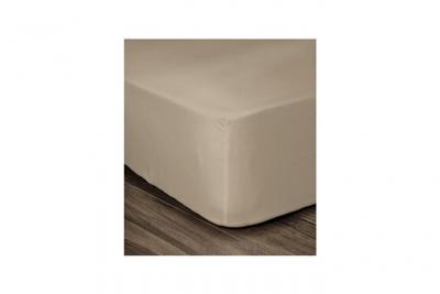 LOVELY HOME  Drap Housse 100% coton 90x190x25 cm beige (Lot de 2)