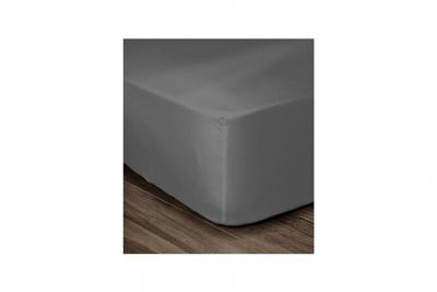 LOVELY HOME  Drap Housse 100% coton 90x190x25 cm gris fonc&eacute; (Lot de 2)
