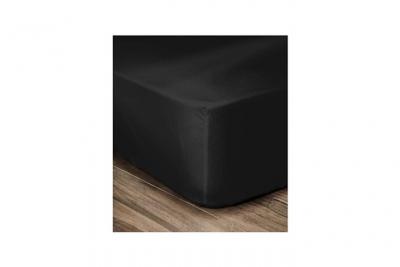 LOVELY HOME  Drap Housse 100% coton 90x190x30 cm noir (Lot de 2)