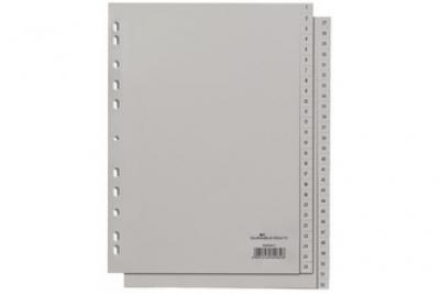 DURABLE R&eacute;pertoire -  - 1-12 - Format A4 vertical - Onglets imprim&eacute;s en film PP gris