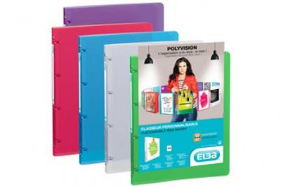  Elba Modling - Classeur Personnalisable Transparent A4 Dos 30mm Bleu