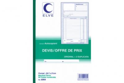 ELVE   manifold ""devis - offre de prix"", 297 x 210 mm, dupli noir