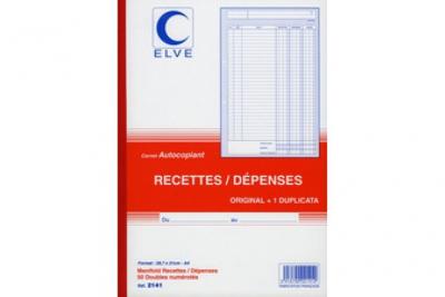 ELVE  Manifold autocopiant ""Recettes / D&sbquo;penses"" ,50 feuillets