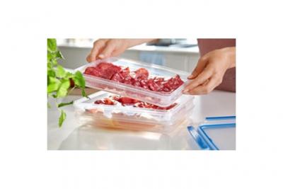 EMSA   bo&icirc;te &agrave; charcuterie clip & close, 3x 1,0 l, transparent noir