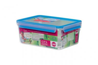 EMSA Bo&icirc;te rectangle Clip & Close bleu avec &eacute;gouttoir 3,7 L 