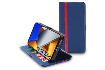 EBESTSTAR Etui portefeuille pour xiaomi poco m4 pro 4g pu cuir porte-cartes support stand, bleu fonc&eacute; / rouge