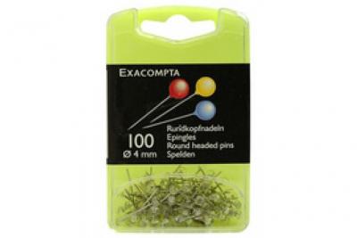 EXACOMPTA  &Eacute;pingles Sph&eacute;riques Bo&icirc;te De 100 &Oslash; 4 Mm Couleurs Assorties _
