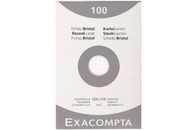 EXACOMPTA Fiche bristol  blanche petit carreaux 100x150 - boite de 100