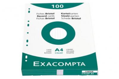 EXACOMPTA  Fiches bristol, A4, quadrill&eacute;, assorti