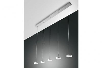 FABAS LUCE  Dunk Plafonnier suspendu &agrave; barre droite &agrave; LED en verre d'aluminium bross&eacute;