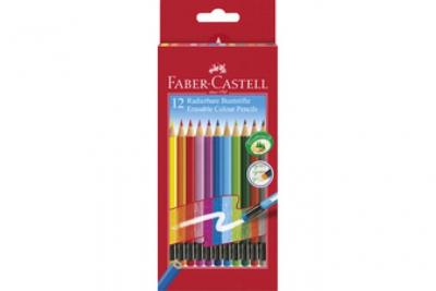 FABER CASTELL FABER-CASTELL Crayon de couleur gommable, &eacute;tui carton de 12