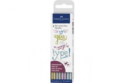 FABER CASTELL  Bo&icirc;te de 4 Pitt Artist Pen Lettering Metal T.U
