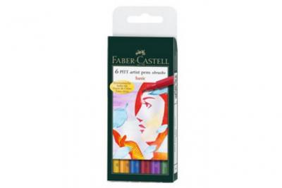 FABER CASTELL FABER-CASTELL PITT artist pen, &eacute;tui de 6 - basic 