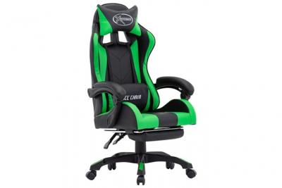VIDAXL  Chaise de Gaming avec Repose-Pieds Cuir Synth&eacute;tique Vert/Noir
