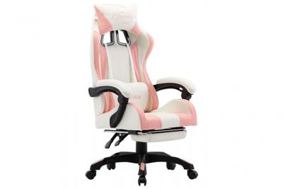 VIDAXL Fauteuil de jeux vid&eacute;o et repose-pied Rose et blanc Similicuir