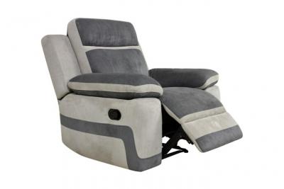 VENTE UNIQUE Fauteuil relax en microfibre anthracite et bandes gris clair TALCA