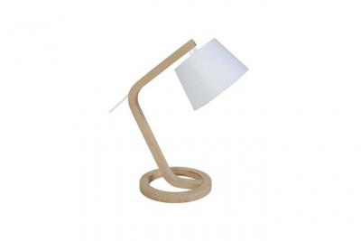 TOSEL MOKUZAI - Lampe de chevet arqu&eacute; bois naturel et blanc