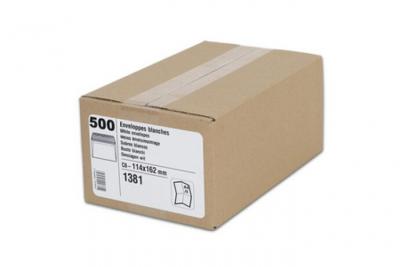 LA COURONNE  bo&icirc;te de 500 enveloppes 110x220 blanc 80 g &agrave; fen&ecirc;tre 35x100 autocollante 1386 
