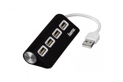HAMA Concentrateur Hub 1:4 USB 2.0 - aliment&eacute; par bus - blanc
