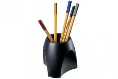 HAN  Pot &agrave;&nbsp; crayons DELTA, en plastique , noir /bleu