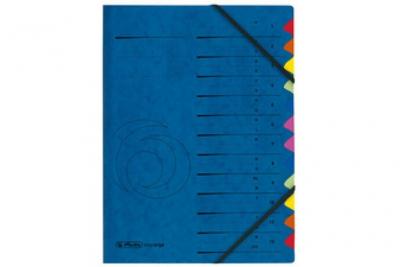 HERLITZ  Trieur, A4, carton, 12 compartiments, bleu - Lot de 3