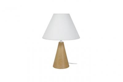 TOSEL IRINA - Lampe de chevet conique bois naturel et &eacute;cru