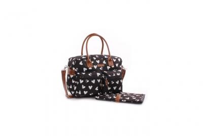 KIDZROOM  Sac &agrave; langer coeurs blancs/noirs, noir 