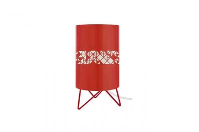  IKAT CARRES - Lampe de chevet tr&eacute;pied m&eacute;tal rouge
