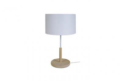 TOSEL PISTACHE - Lampe de chevet droit bois naturel et blanc