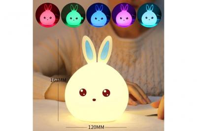  Lapin LED veilleuse enfants multicolore capteur tactile b&eacute;b&eacute; robinet &eacute;clairage b&eacute;b&eacute; enfants lampe de chevet 