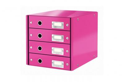 LEITZ Bloc De Classement  Click & Store 4 Tiroirs Rose
