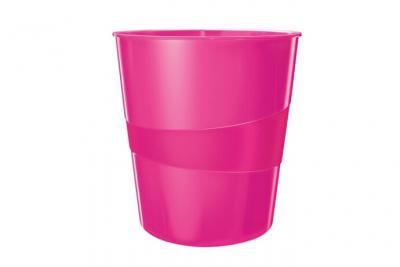 LEITZ Corbeille &agrave; papier plastique  Wow rose 15 l - Rose