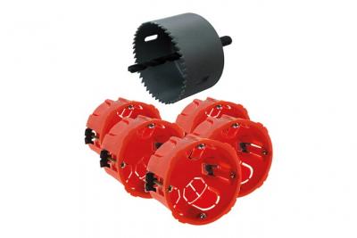 ZENITECH Lot 5 Bo&icirc;tes placo &Oslash;.65 P.40 pour appareillage vis & griffes livr&eacute; avec vis + 1 scie cloche