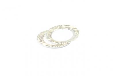 L3C Lot De 6 Assiettes En Plastique R&eacute;utilisable ""ava"" 23cm Blanc & Or
