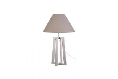 TOSEL Lot lampe bois hetre - 30x30x50cm blanc/taupe