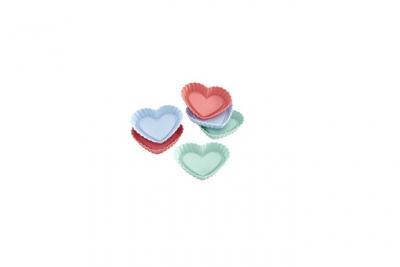 LURCH  Lot de 6 mini moules a flans - Coeurs -Pastel