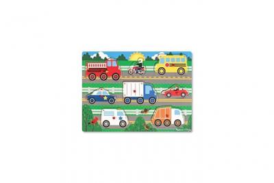 MELISSA & DOUG Puzzle en bois &agrave; boutons 8 pi&egrave;ces V&eacute;hicules Melissa & Doug