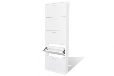 Meuble &agrave; chaussures en bois avec 5 compartiments Blanc vidaXL - Blanc