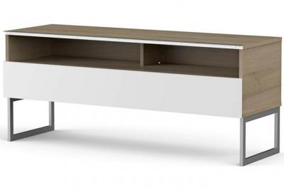 MELICONI Meuble tv 2 niches 1 porte bois clair et blanc messina 120 cm